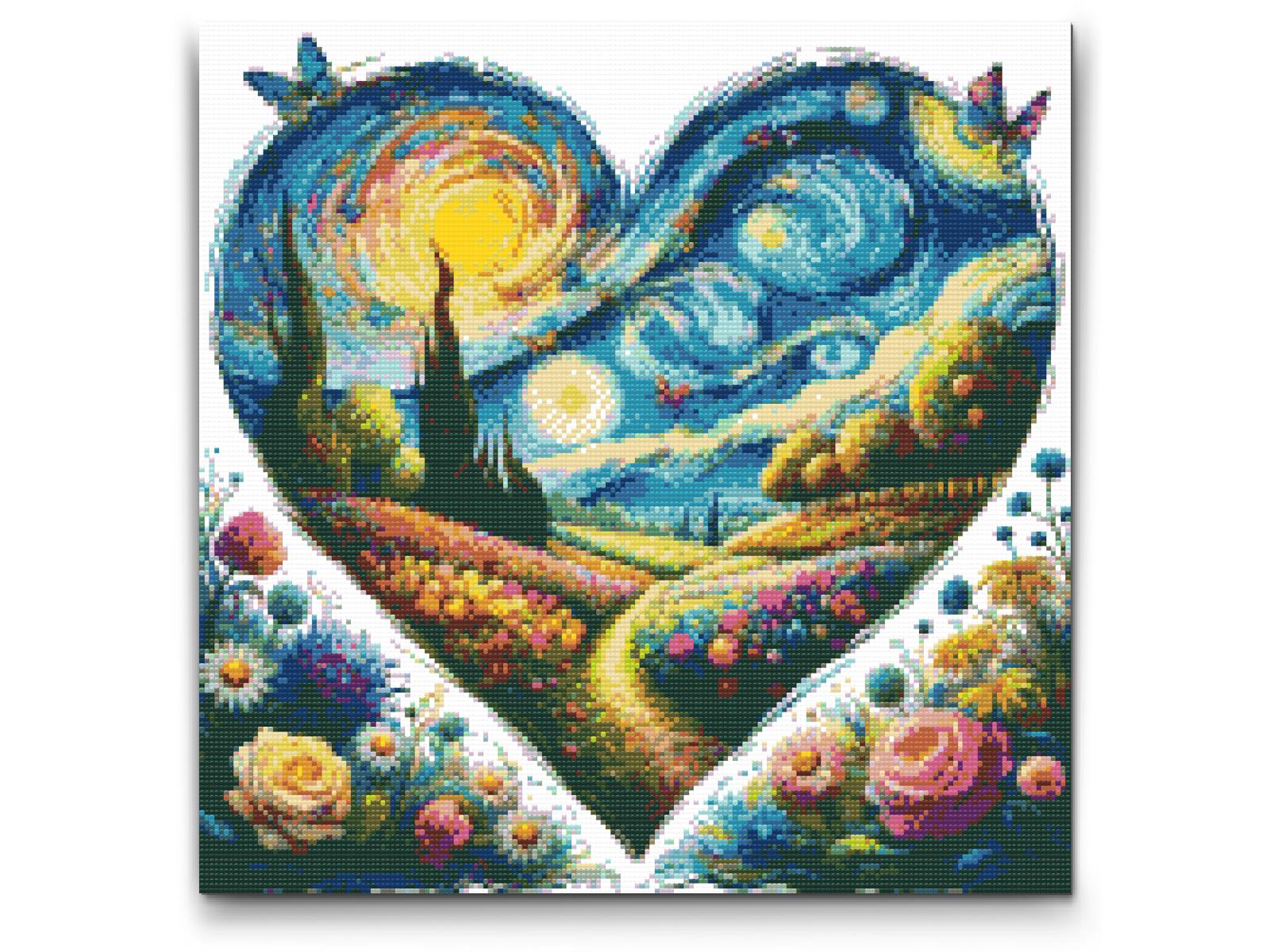 Diamantové malování - Vincent Van Gogh - Starry Night in the Heart